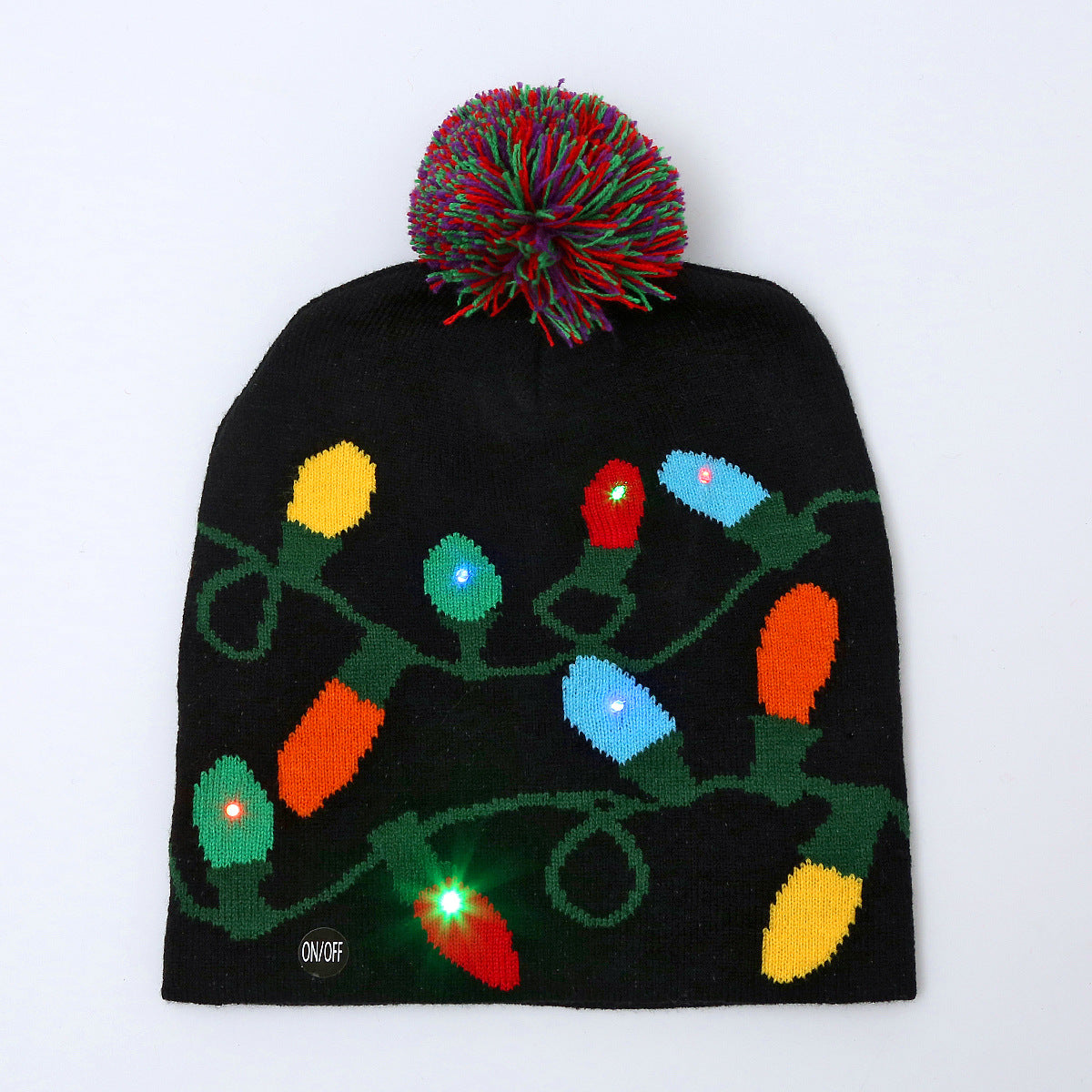 Genuine yarn all acrylic jacquard LED Christmas wool hat autumn and winter warm knitted Christmas hat