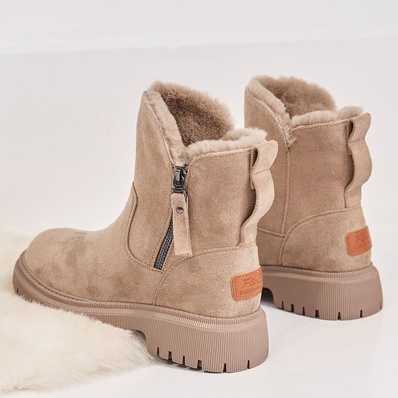 Snow boots women's trend 2021 winter new mid-tube plus velvet thick warm cotton shoes and fur all-in-one winter women's boots