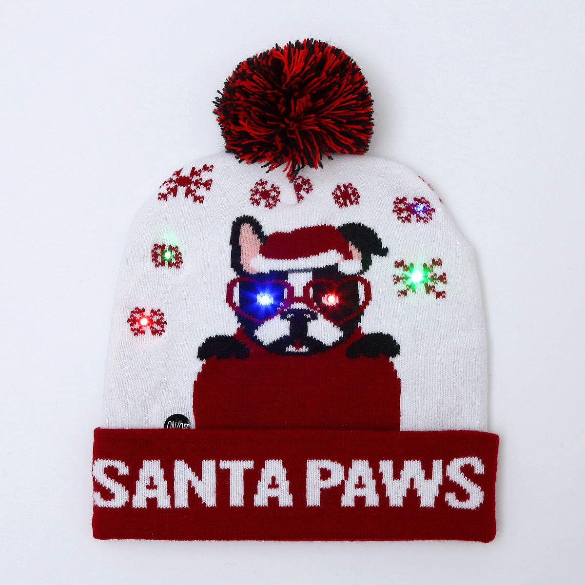 Genuine yarn all acrylic jacquard LED Christmas wool hat autumn and winter warm knitted Christmas hat