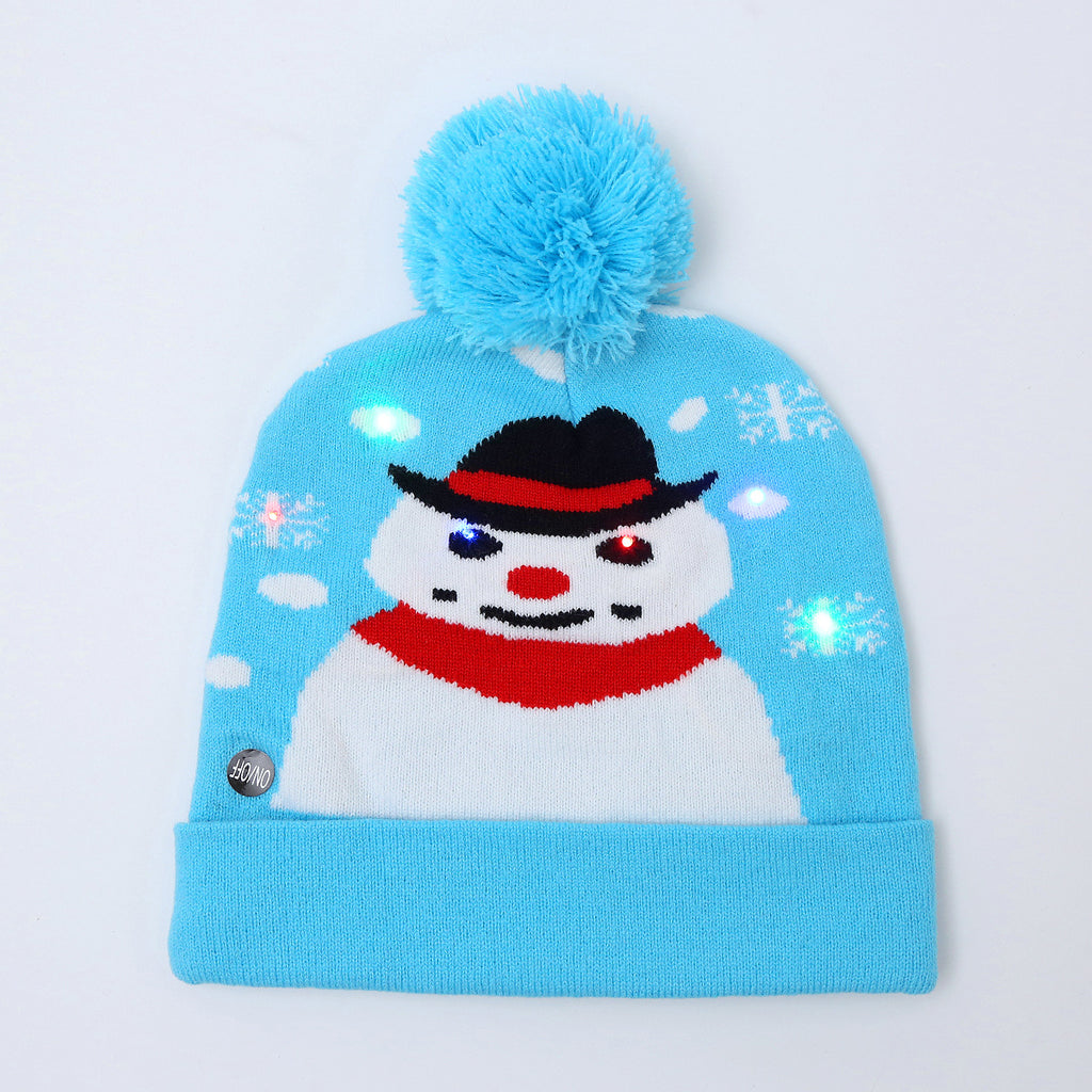Genuine yarn all acrylic jacquard LED Christmas wool hat autumn and winter warm knitted Christmas hat