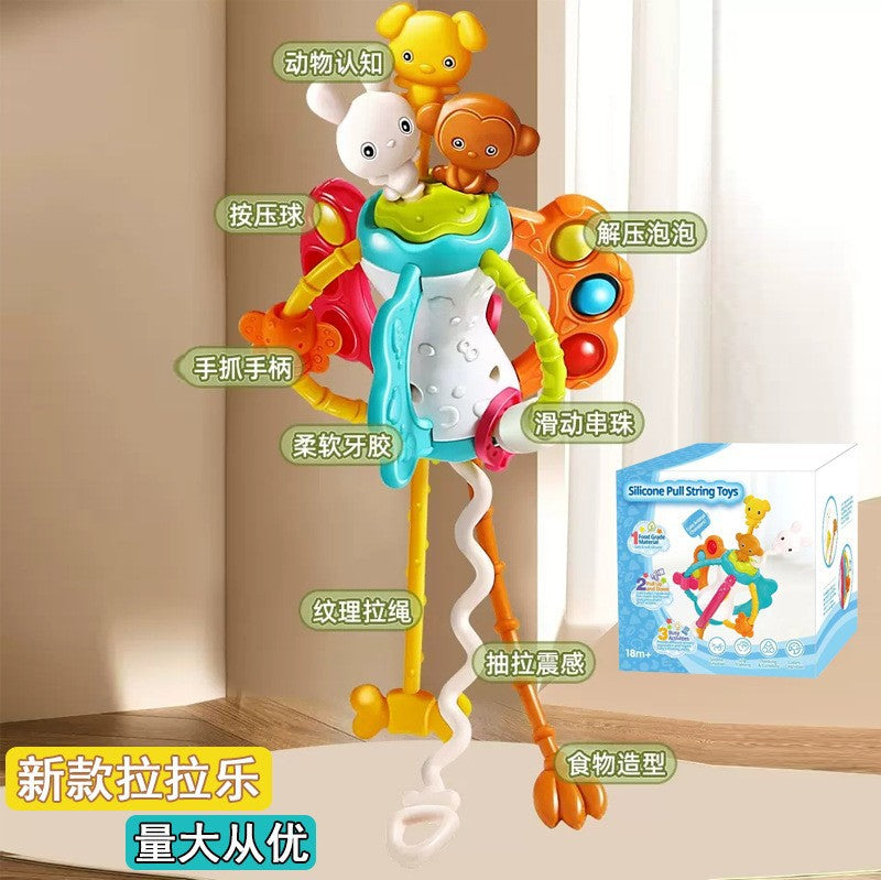 New stacking cup infant soft rubber ball rainbow circle Jenga pinch baby building block toy set