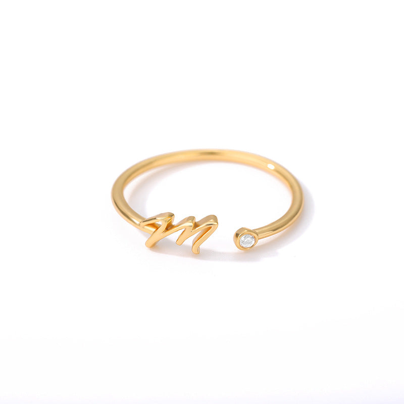Cross-border simple letter ring English letter ring women's opening adjustable ring name ring spot