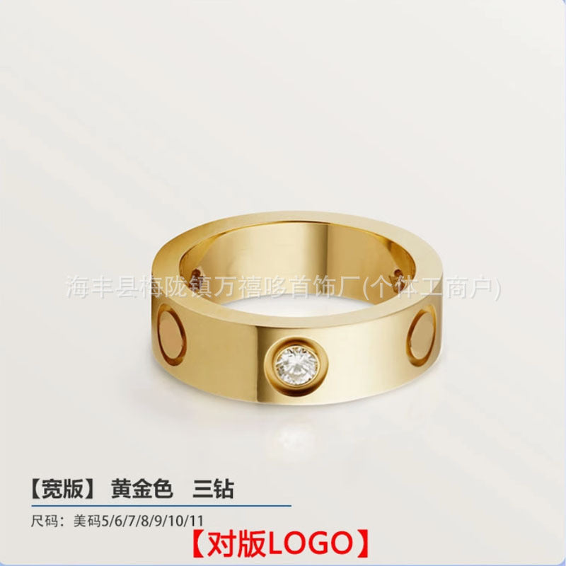 High version of Kajia love ring couple nail ring narrow version men and women rose gold wide version ring finger