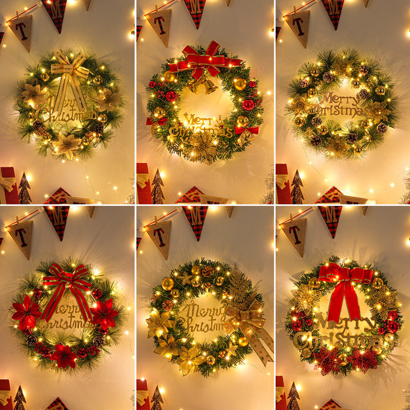 Christmas decorations garland door hanging wreath scene layout Christmas tree circle hanging ornaments door hanging ornaments creative