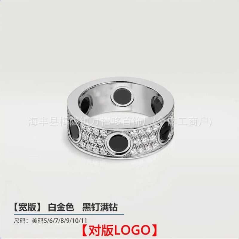 High version of Kajia love ring couple nail ring narrow version men and women rose gold wide version ring finger