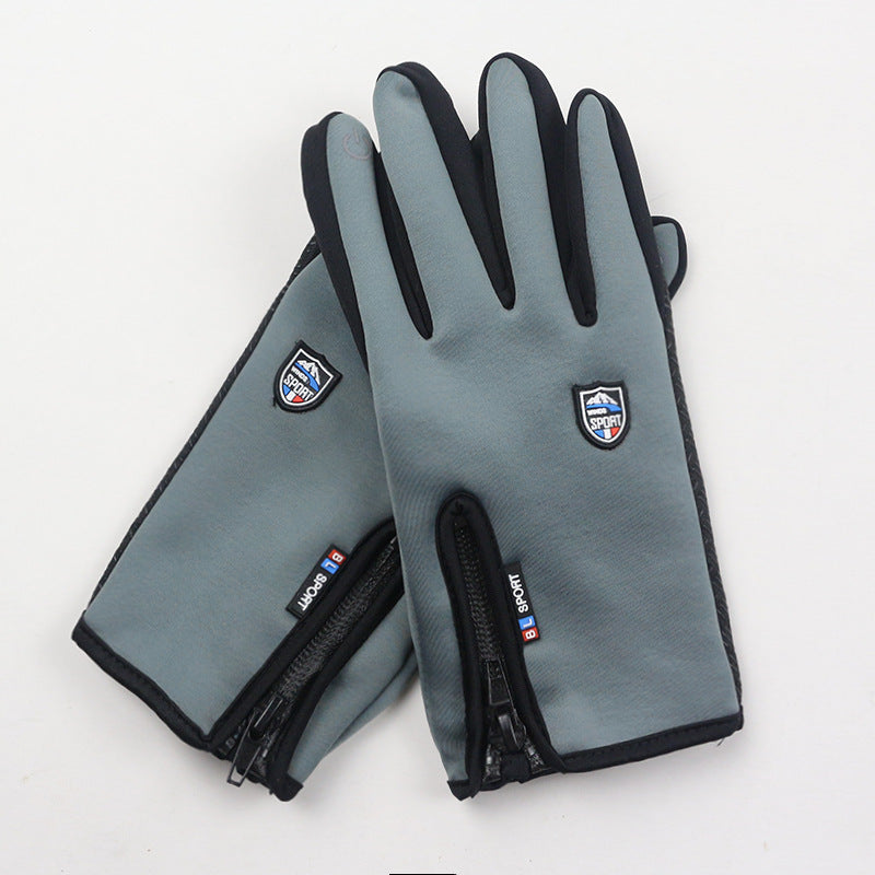 Promotion autumn and winter touch screen gloves cycling men and women fleece outdoor skiing warm waterproof zipper cross-border couple wholesale