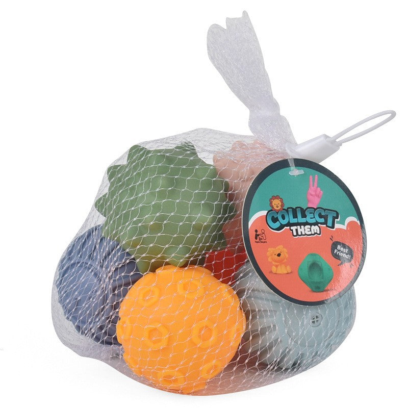 New stacking cup infant soft rubber ball rainbow circle Jenga pinch baby building block toy set