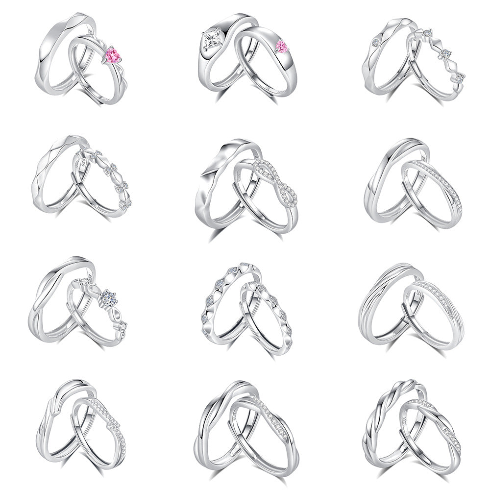 s925 sterling silver couple ring original design light luxury couple ring live ring ring Valentine's Day gift