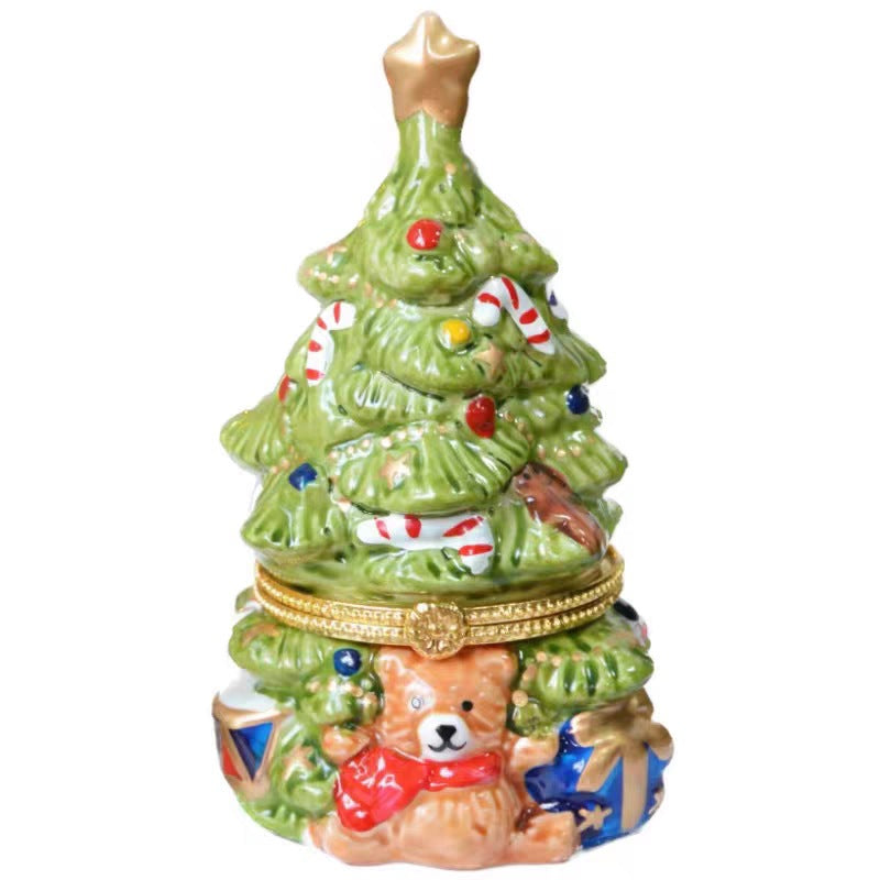 Creative Cute Ceramic Jewelry Box Christmas Tree Bear Aromatherapy Storage Decoration Desktop Decoration Christmas Gift