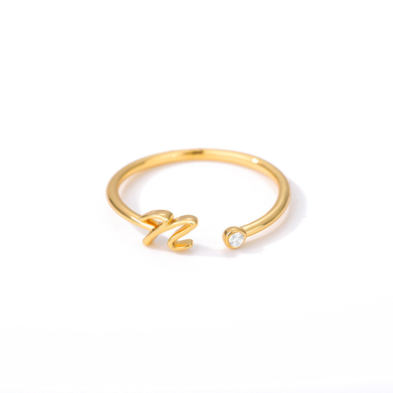 Cross-border simple letter ring English letter ring women's opening adjustable ring name ring spot