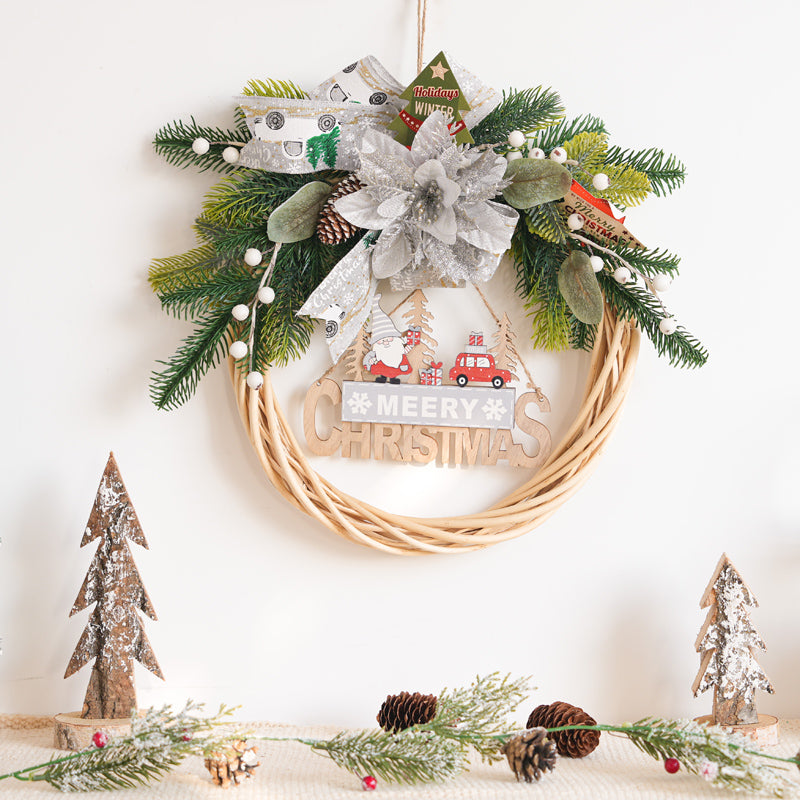 Christmas decorations garland door hanging wreath scene layout Christmas tree circle hanging ornaments door hanging ornaments creative