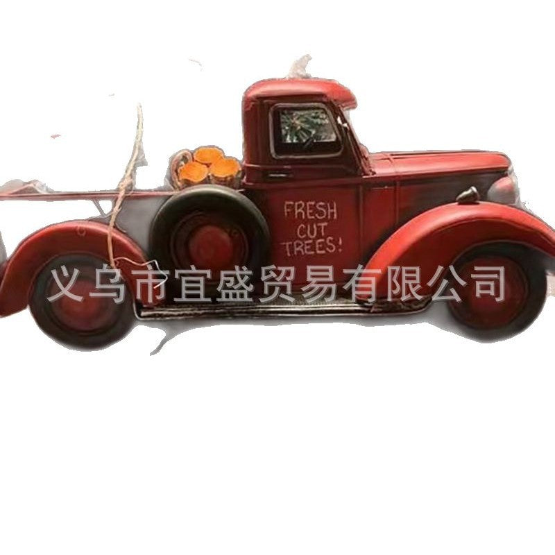 Cross-border Christmas go-kart red Christmas tree pulling goods LED lights flashing Christmas ornaments atmosphere resin home