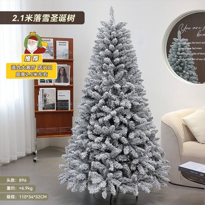 Cross-border Christmas Snow Flocked Encrypted Glowing Christmas Tree Ornaments Christmas Decorations Christmas Tree Source Factory