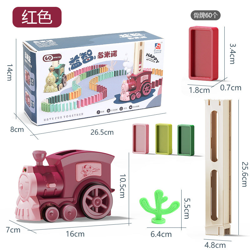 Domino train children boy puzzle automatic delivery car building blocks toy electric 3-year-old girl 4