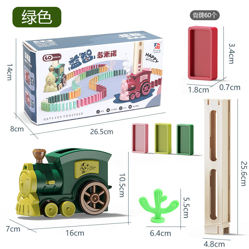 Domino train children boy puzzle automatic delivery car building blocks toy electric 3-year-old girl 4