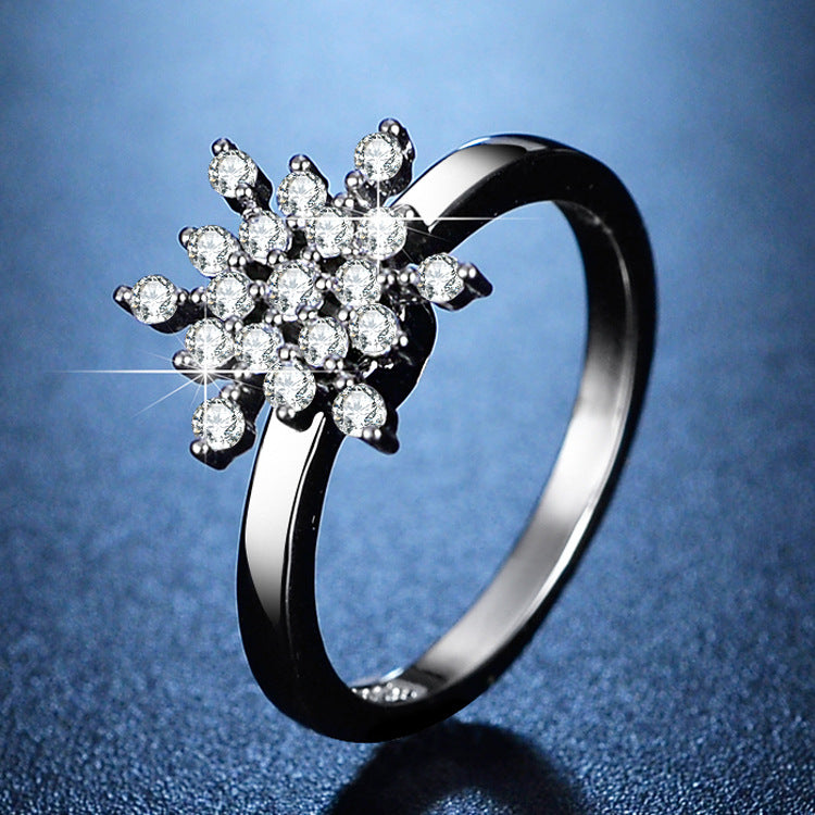 Internet celebrity Douyin's same rotating snowflake ring, rotatable ring, women's fashionable and personalized adjustable index finger ring
