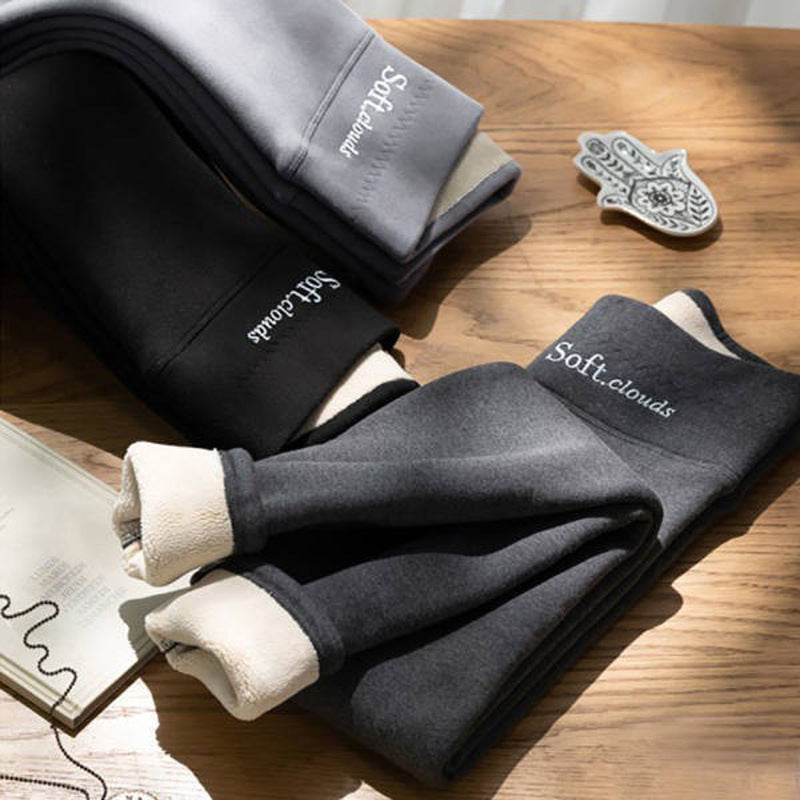 Lambskin leggings for women 2022 new autumn and winter plus velvet thickened outer wear high-waisted leggings warm leggings cotton pants