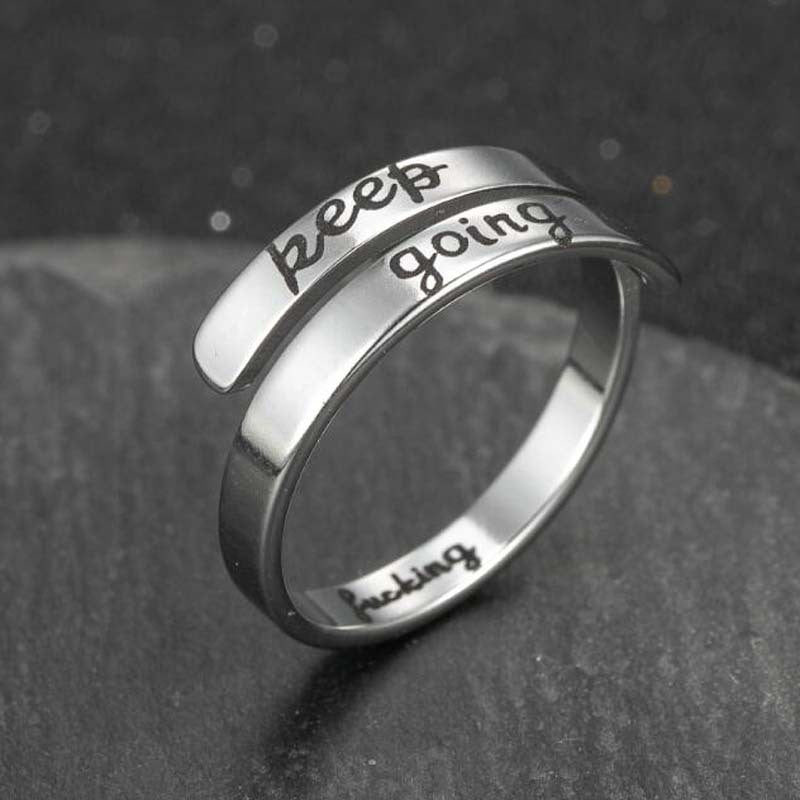 I am enough ring open ring letter ring lettering double ring punk stainless steel ring
