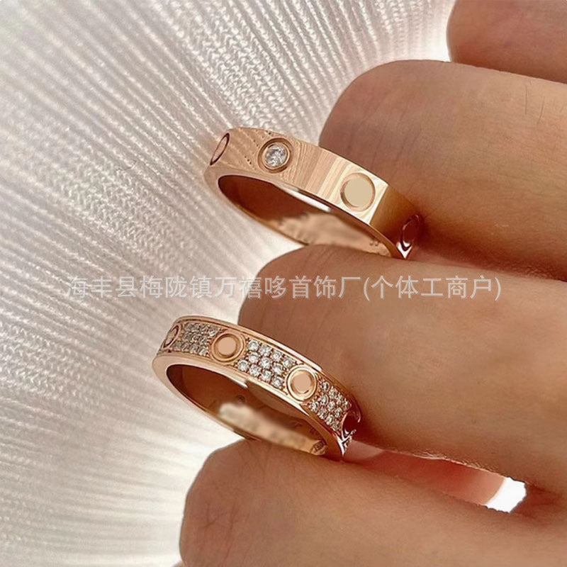 High version of Kajia love ring couple nail ring narrow version men and women rose gold wide version ring finger