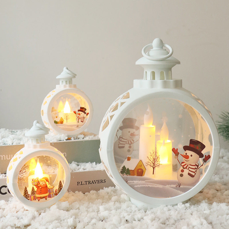 Christmas decoration supplies led candle lights round Christmas hanging lights portable cross-border new retro window ornaments