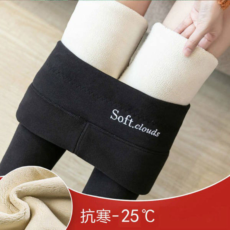 Lambskin leggings for women 2022 new autumn and winter plus velvet thickened outer wear high-waisted leggings warm leggings cotton pants