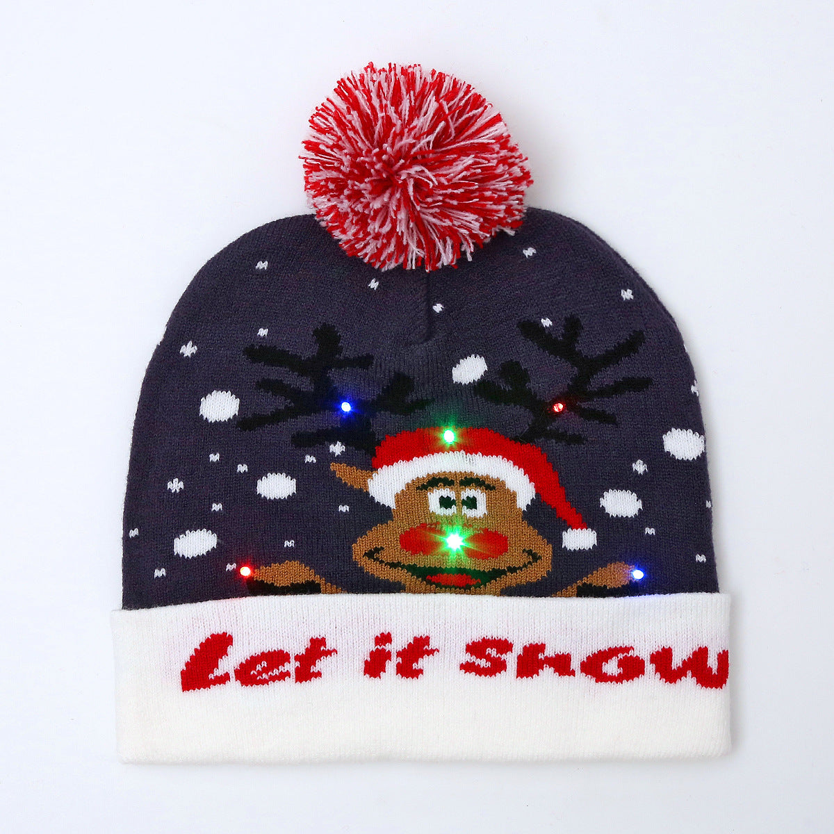 Genuine yarn all acrylic jacquard LED Christmas wool hat autumn and winter warm knitted Christmas hat