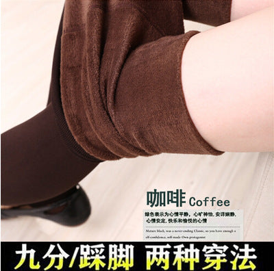 Winter High Waist Velvet Padded Thickened Outer Wear Leggings Women's Autumn Winter Large Size Slimming Slim-Fit Cotton Pants Step-on Pantyhose