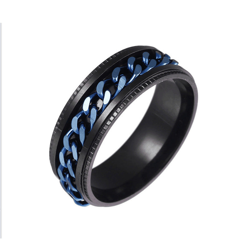 Star Moon Titanium Steel Rotatable Ring Male European and American Stainless Steel Couple Ring Cross-border Explosive Supply