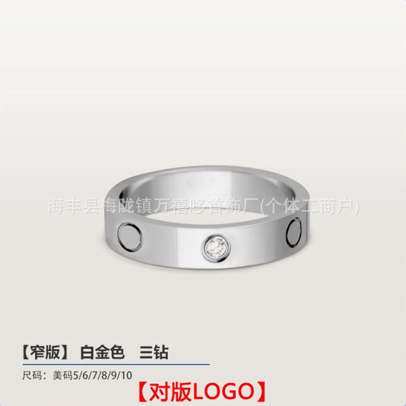 High version of Kajia love ring couple nail ring narrow version men and women rose gold wide version ring finger