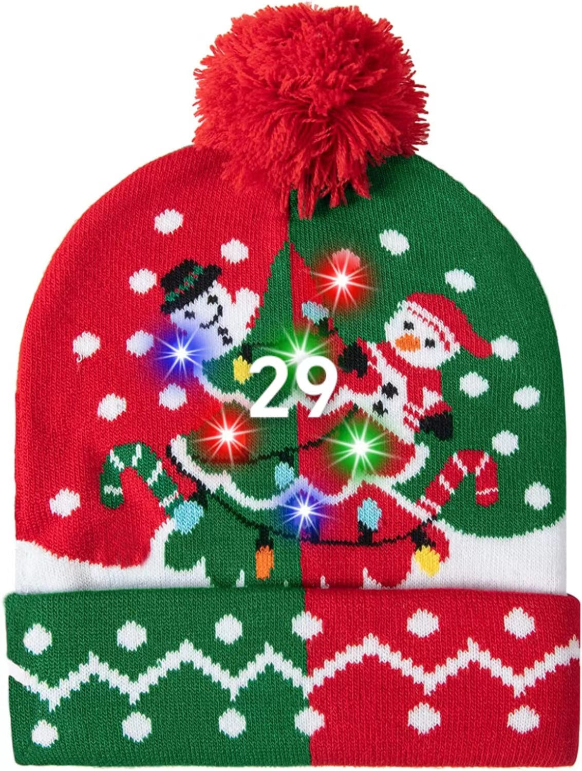 Genuine yarn all acrylic jacquard LED Christmas wool hat autumn and winter warm knitted Christmas hat