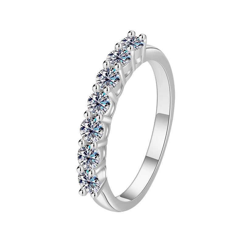 D color moissanite S925 silver ring female seven princesses stacking ring diamond ring stacking fashion ring wholesale