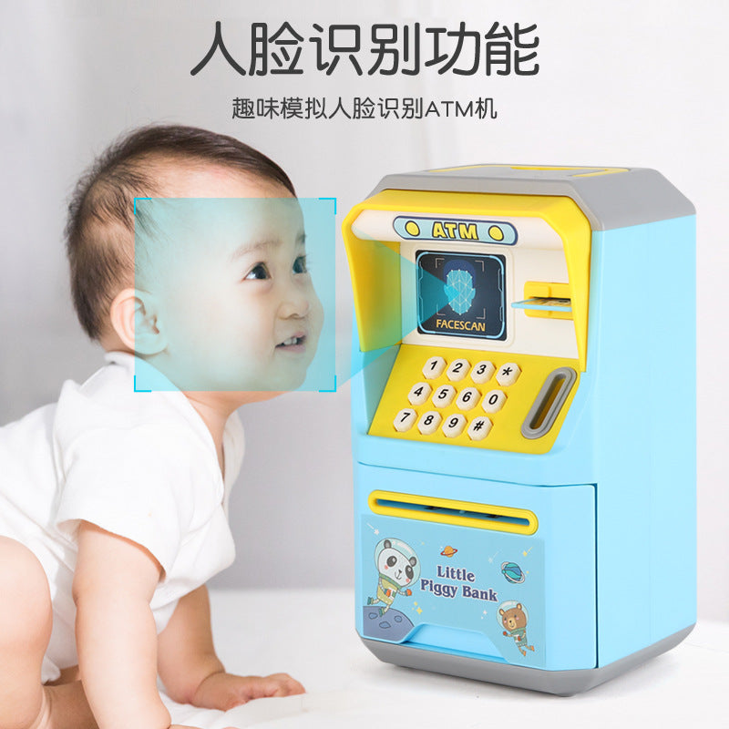 Simulation face recognition ATM machine portable piggy bank simulation password automatic money safe piggy bank toy