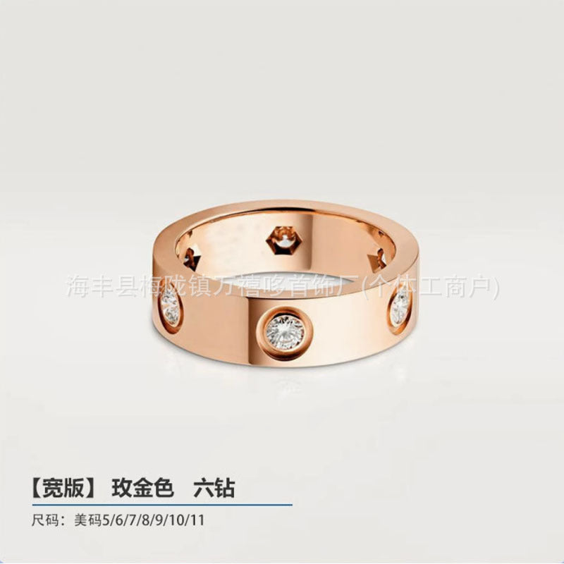 High version of Kajia love ring couple nail ring narrow version men and women rose gold wide version ring finger