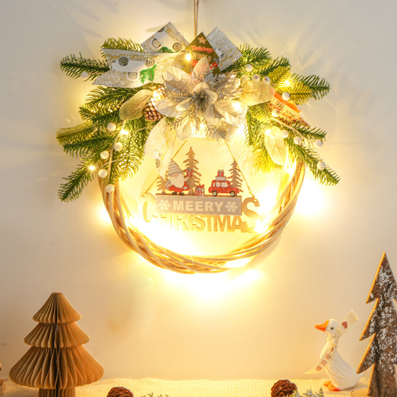 Christmas decorations garland door hanging wreath scene layout Christmas tree circle hanging ornaments door hanging ornaments creative