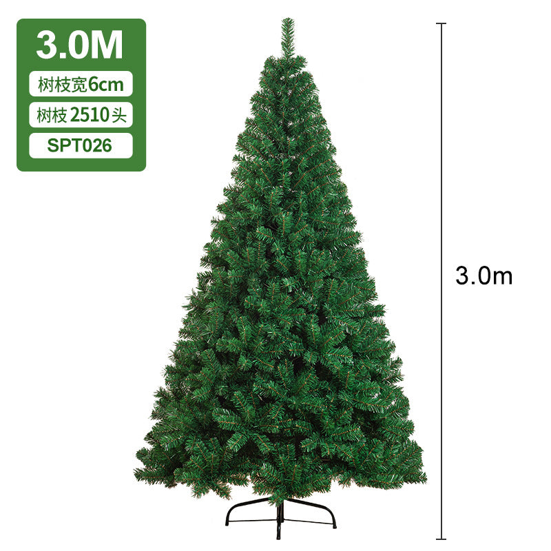 PVC Christmas tree large encrypted green simulation tree 1.5m/1.8m home hotel floor decoration spot