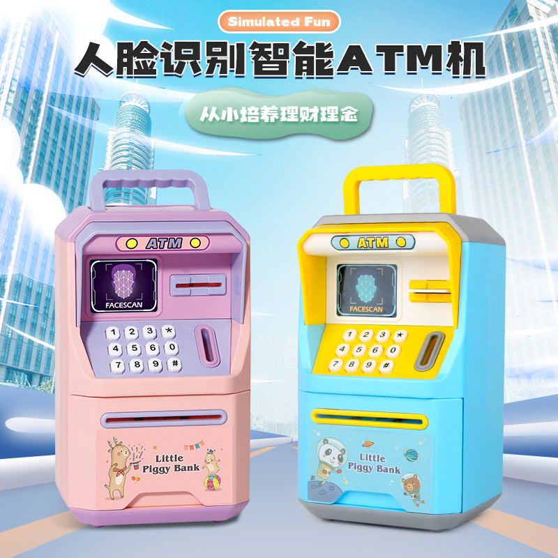 Simulation face recognition ATM machine portable piggy bank simulation password automatic money safe piggy bank toy