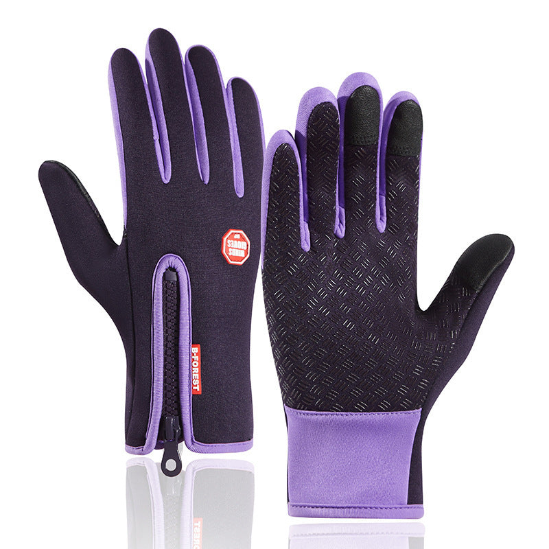Windproof gloves, winter cycling gloves, touchscreen gloves, water cycling gear, outdoor fleece-lined cold-proof ski gloves