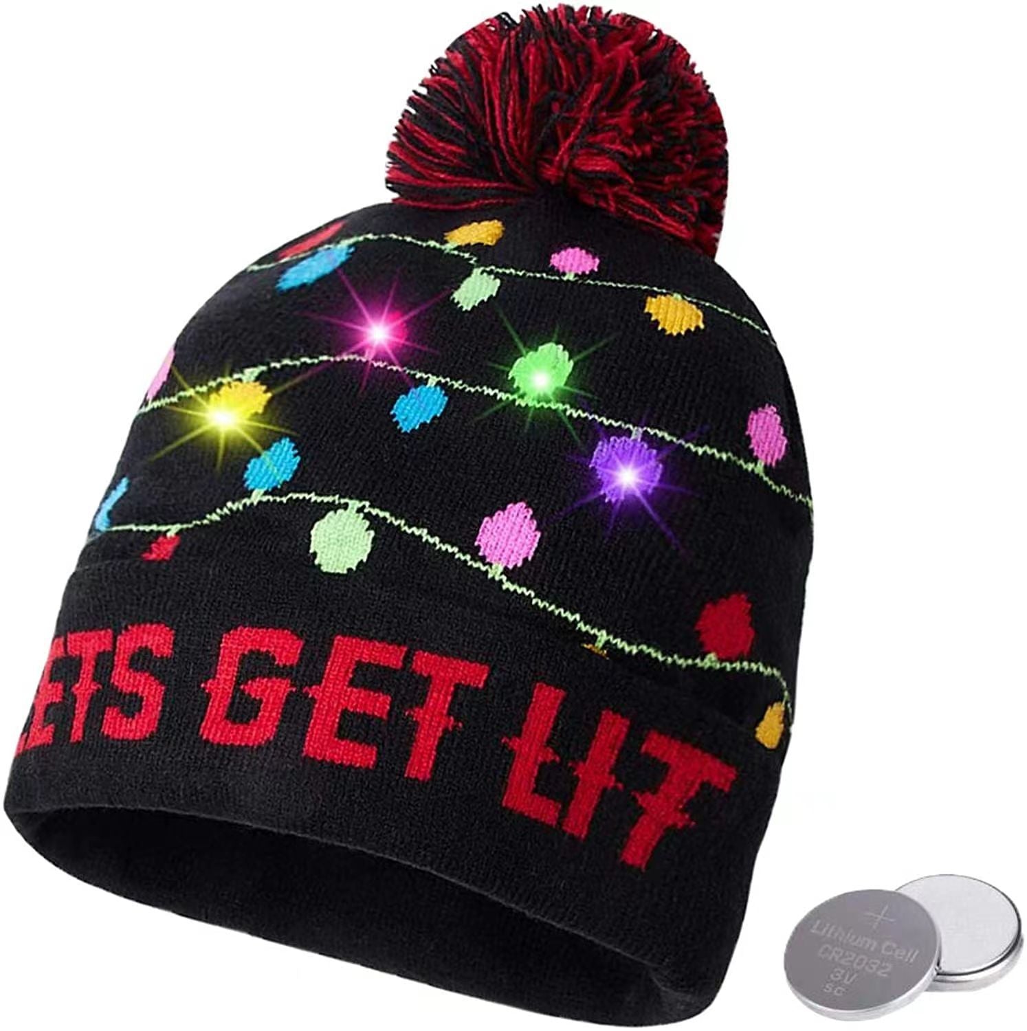 Genuine yarn all acrylic jacquard LED Christmas wool hat autumn and winter warm knitted Christmas hat