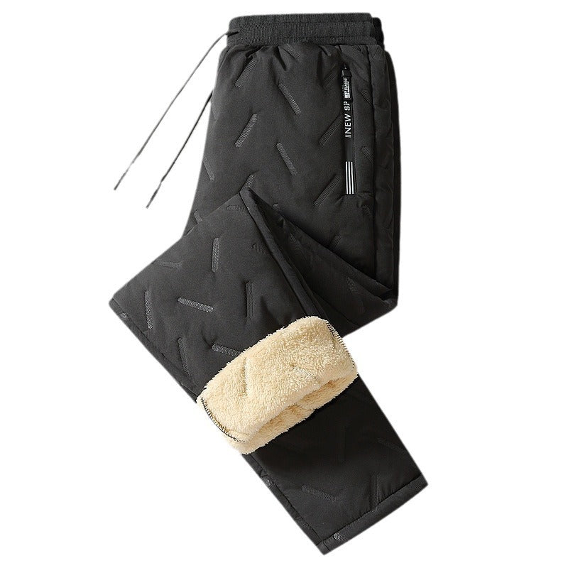 Cross-border plus velvet men's winter trousers three-layer thickened autumn and winter cotton trousers large size men's outerwear sports casual trousers men