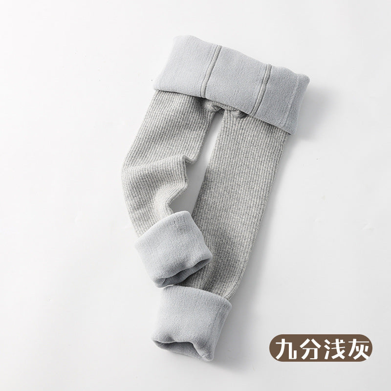 Girls' fleece leggings autumn and winter children's leggings baby warm pants thickened outer wear pantyhose one velvet
