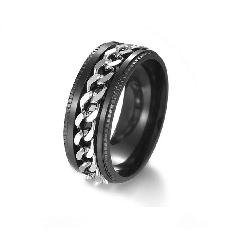 Star Moon Titanium Steel Rotatable Ring Male European and American Stainless Steel Couple Ring Cross-border Explosive Supply