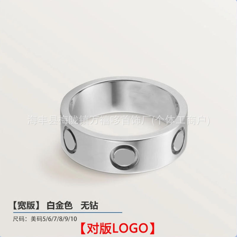 High version of Kajia love ring couple nail ring narrow version men and women rose gold wide version ring finger