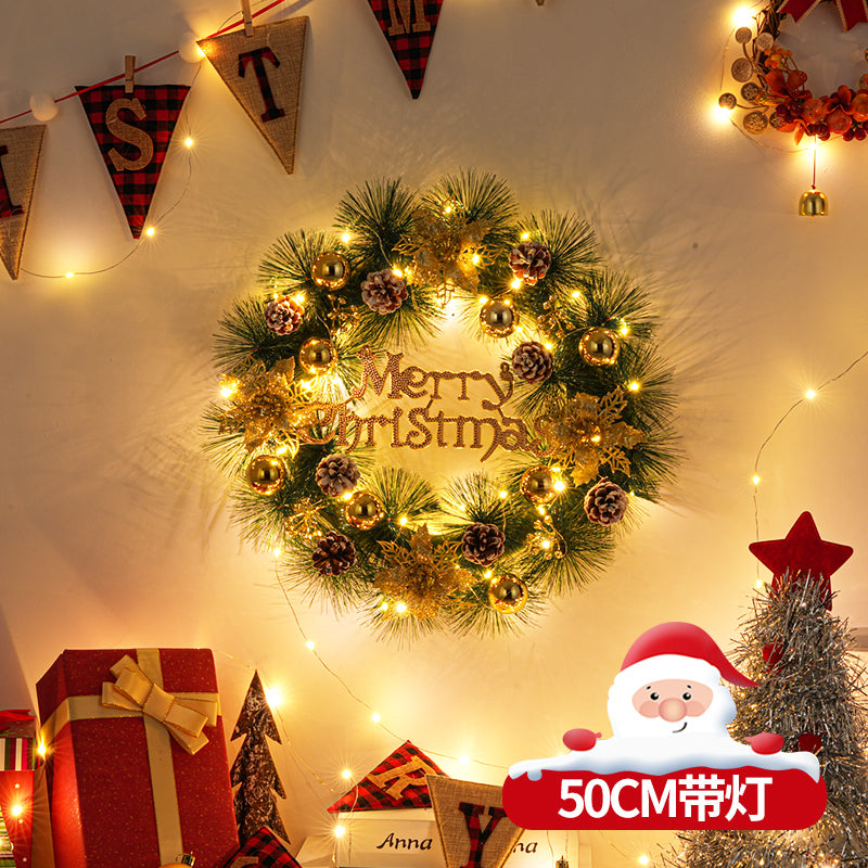 Christmas decorations garland door hanging wreath scene layout Christmas tree circle hanging ornaments door hanging ornaments creative