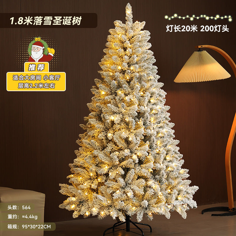 Cross-border Christmas Snow Flocked Encrypted Glowing Christmas Tree Ornaments Christmas Decorations Christmas Tree Source Factory