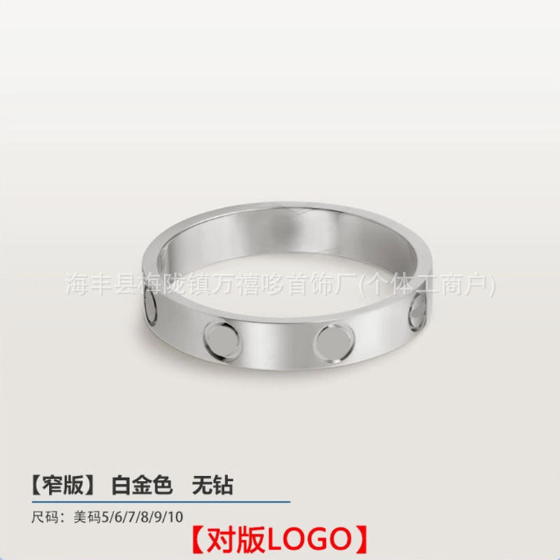 High version of Kajia love ring couple nail ring narrow version men and women rose gold wide version ring finger