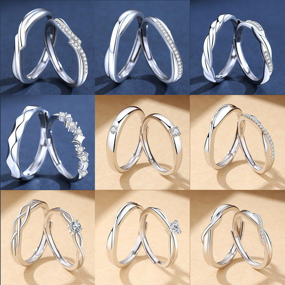 s925 sterling silver couple ring original design light luxury couple ring live ring ring Valentine's Day gift