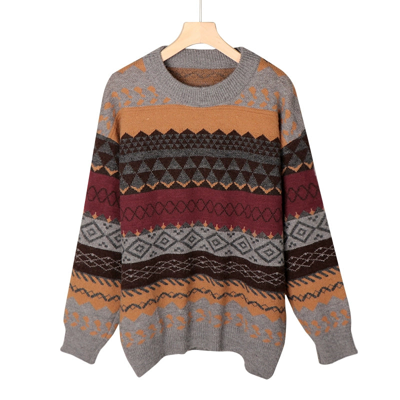 Vintage Sweaters Women Pullover Winter Striped Jumpers Korea