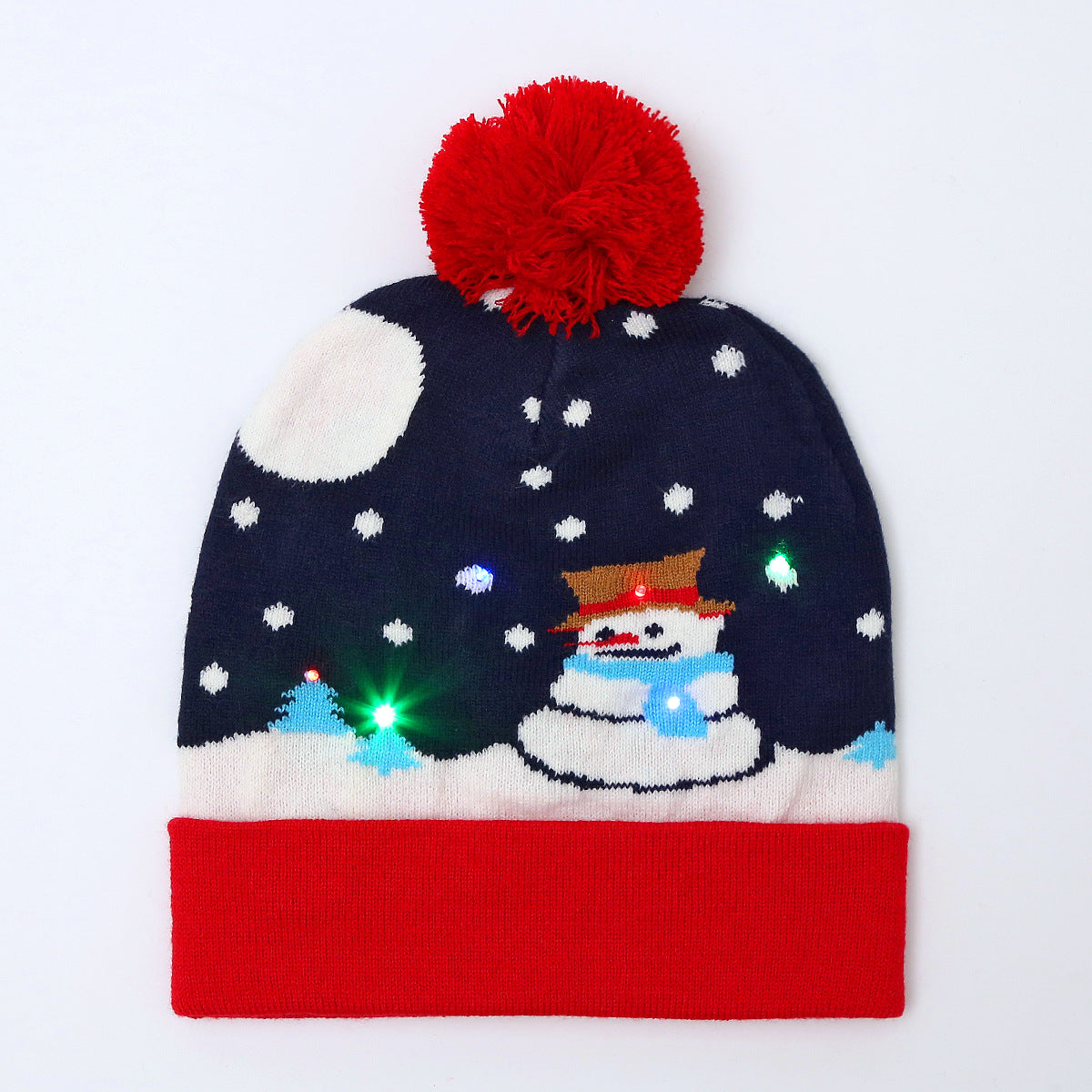 Genuine yarn all acrylic jacquard LED Christmas wool hat autumn and winter warm knitted Christmas hat