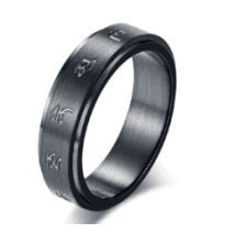 Star Moon Titanium Steel Rotatable Ring Male European and American Stainless Steel Couple Ring Cross-border Explosive Supply