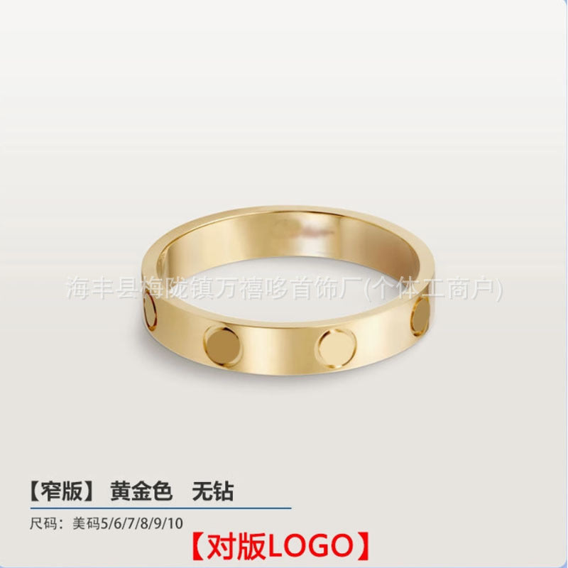 High version of Kajia love ring couple nail ring narrow version men and women rose gold wide version ring finger